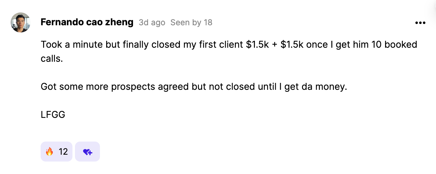 Fernando Zheng — $3K client